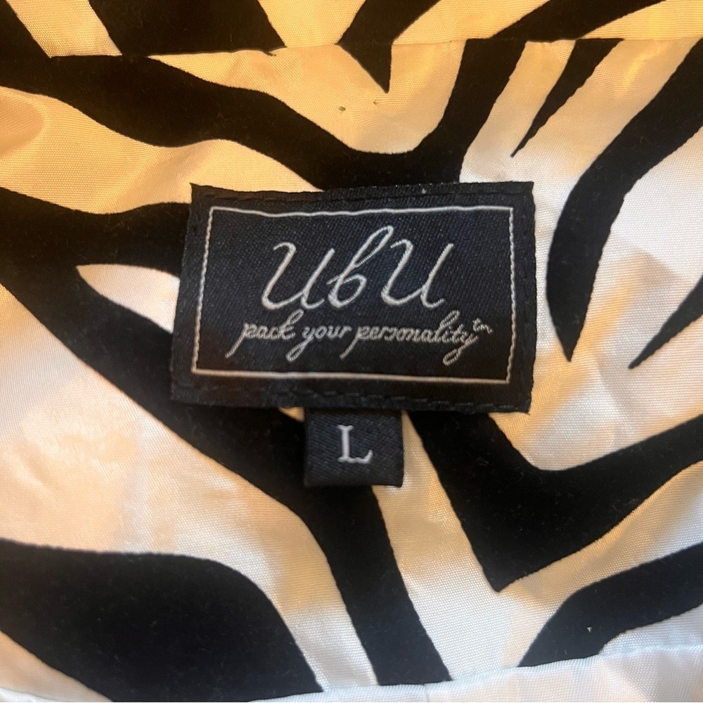 UBU PACK YOUR PERSONALITY Sz L RAINCOAT Zebra Striped Velvet Flocked Trench Tie - Picture 8 of 12